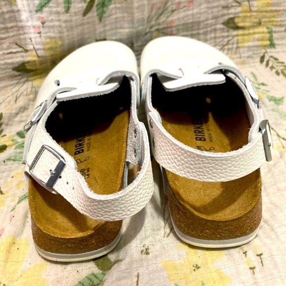 Birkenstock Tokio White Pebbled Leather Super Grip Clogs Size EU 39 US 8/8.5 - Picture 3 of 6